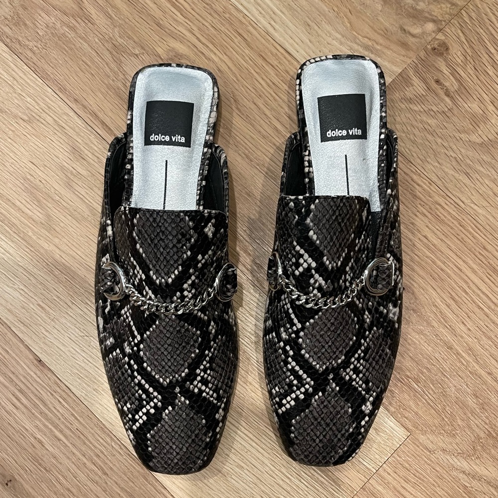 Belemy Black Snake Print Dolce Vita Mules